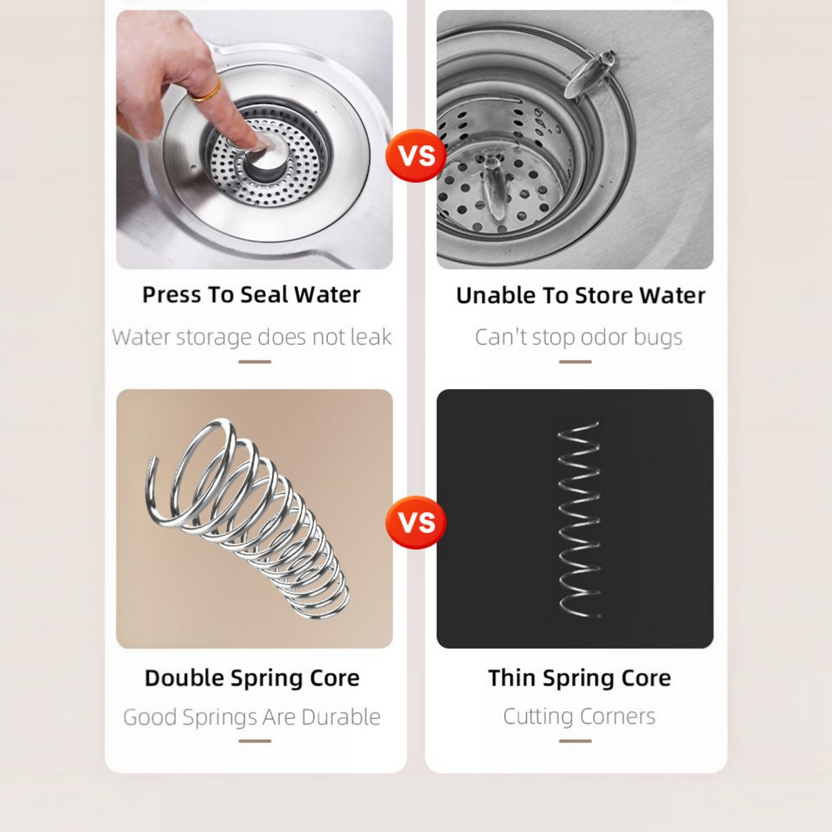Pop Up Kitchen Sink Drain Strainer with Stainless Steel Basket Filter