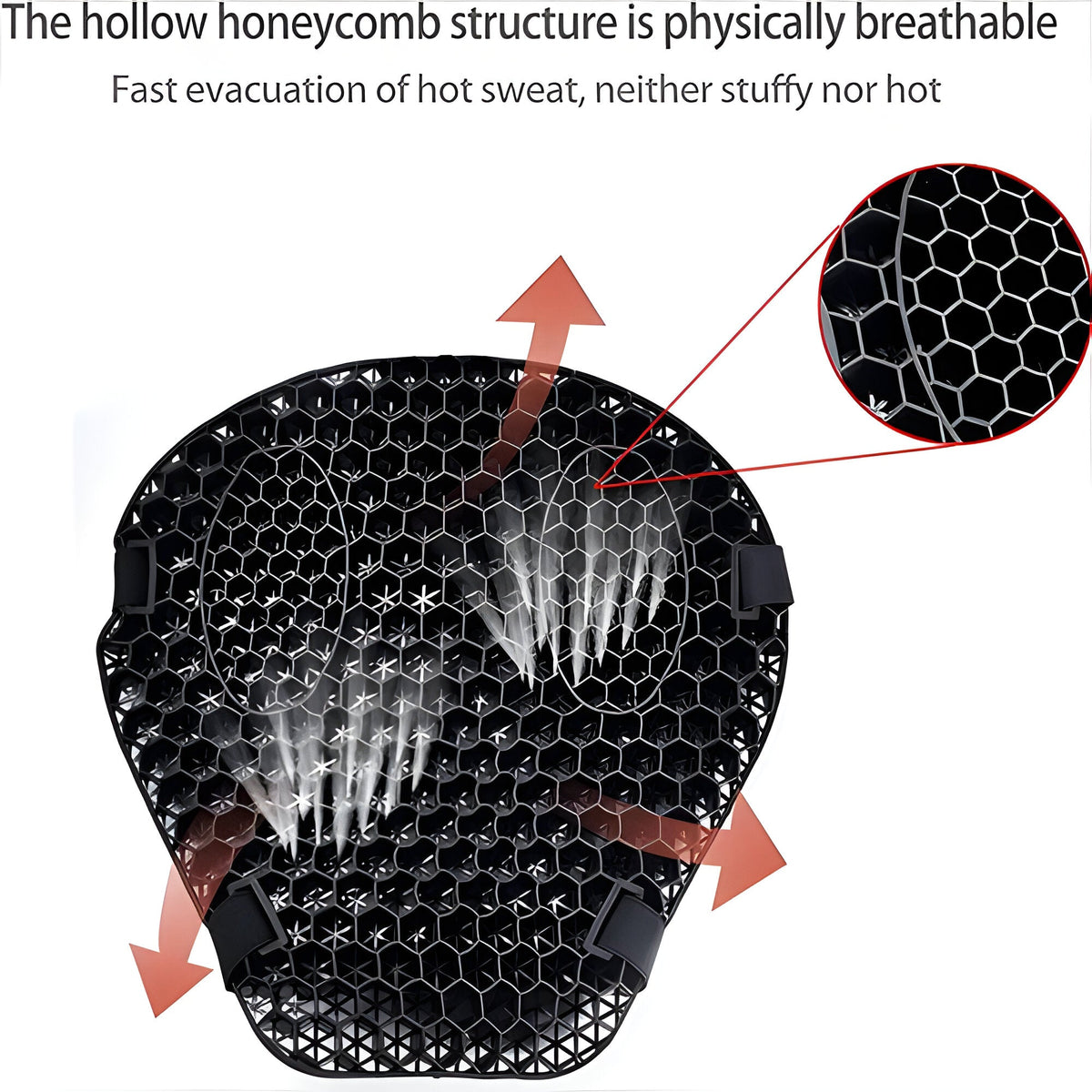 Motorcycle Seat Cushion with Gel Core and Petal Design, Dual Strap Attachment