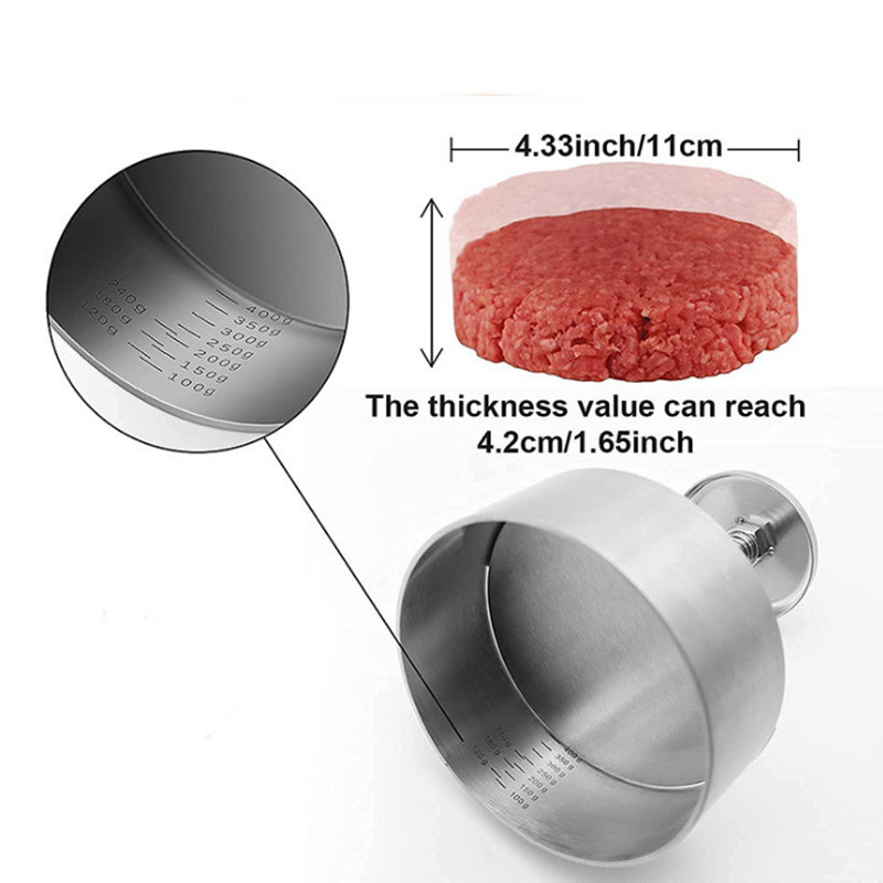Burger Press with 5 Inch Stainless Steel Mold and Ergonomic Handle, Dishwasher Safe All Vera Mart
