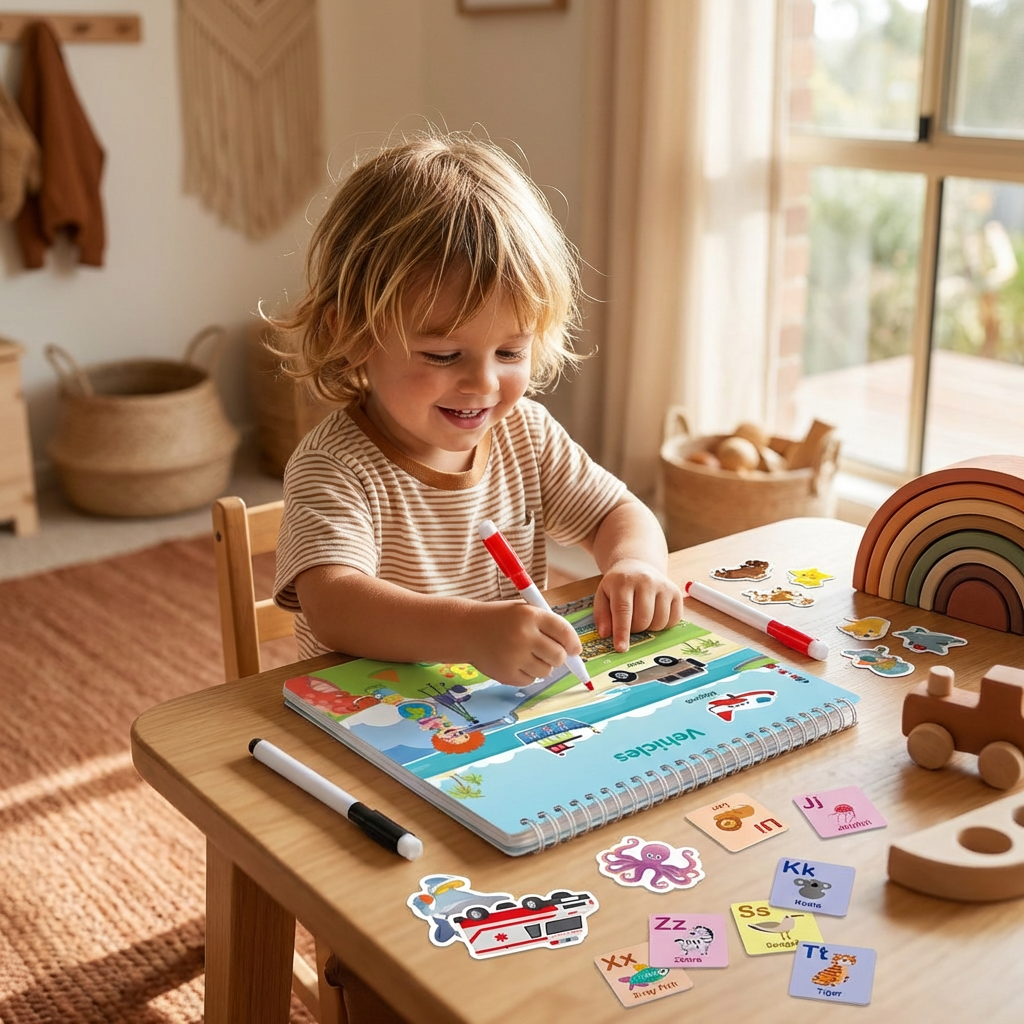 Interactive Activity Book with Matching and Sorting Tasks for Early Learning