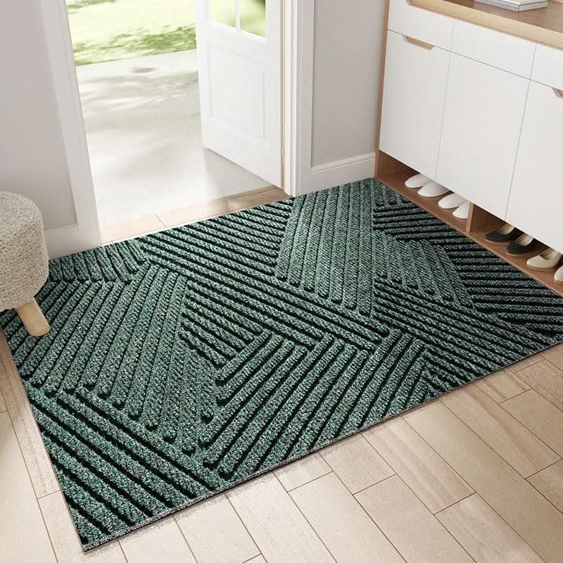 Geometric Chevron Entryway Rug with Sand Trap Texture and Non Slip Backing in 4 Colors