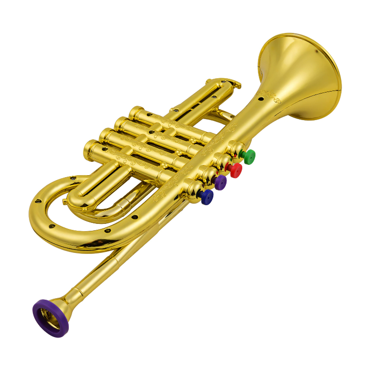 Toy Trumpet with Four Colored Keys and Breath Activation for Kids