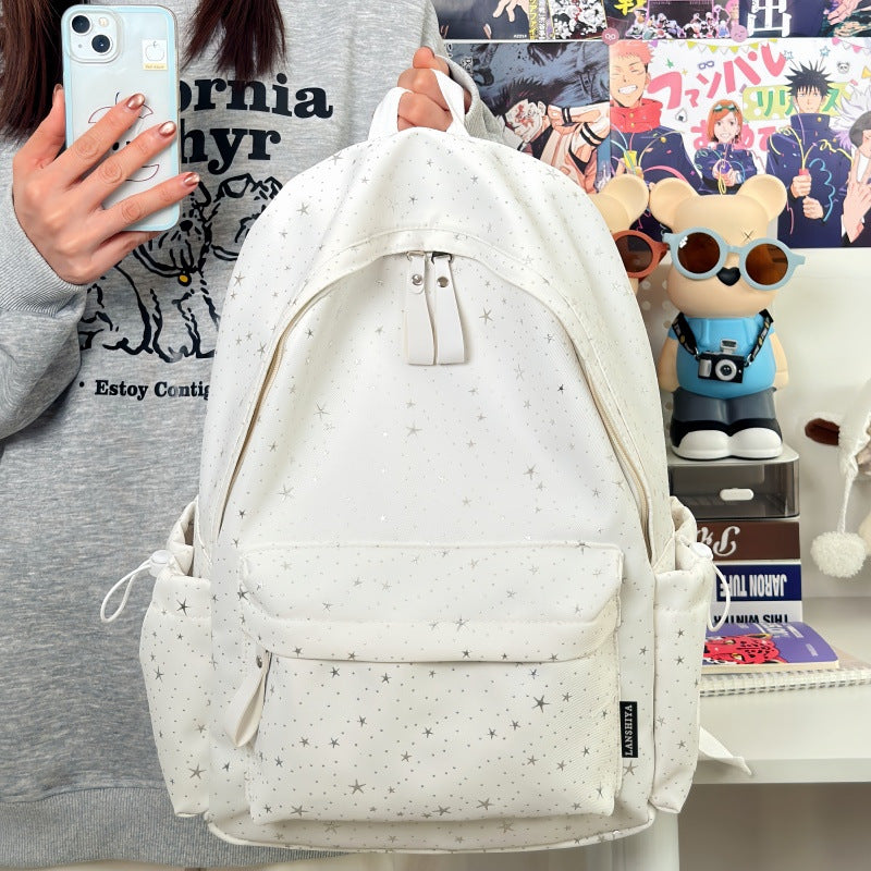 Backpack with Star Pattern and Padded Adjustable Straps, Multiple Pockets
