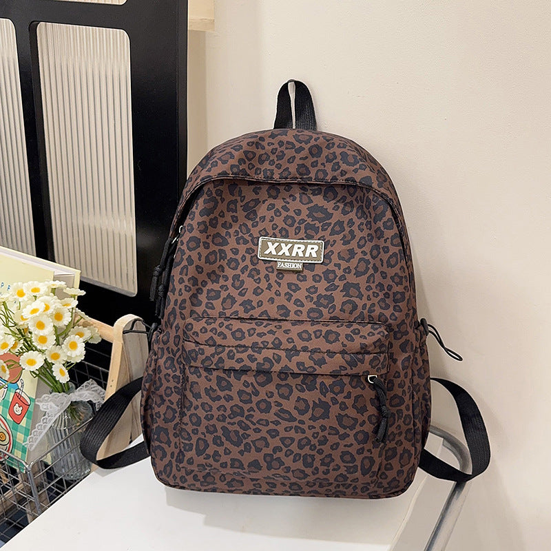 Animal Print Backpack with Dual Compartments and Padded Adjustable Straps