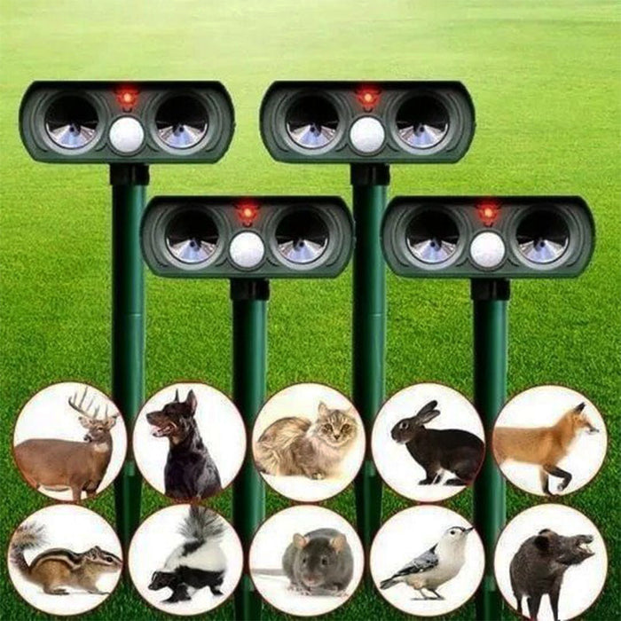 Motion Activated Ultrasonic Animal Repeller with Solar Panel and 30ft Detection