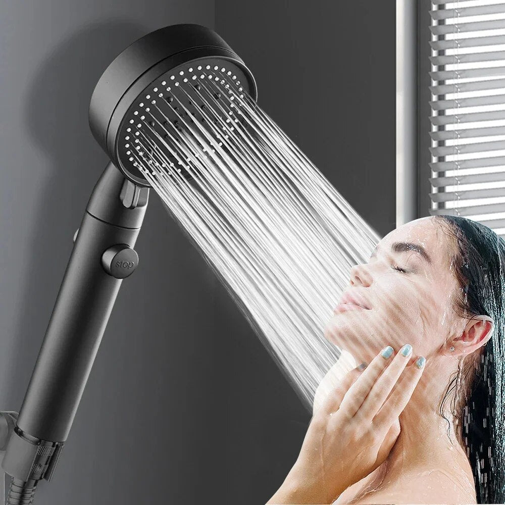 Handheld Shower Head with Five Spray Modes and Flow Control Button