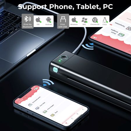 Portable Thermal Printer with Wireless Connectivity for Letter Size Documents