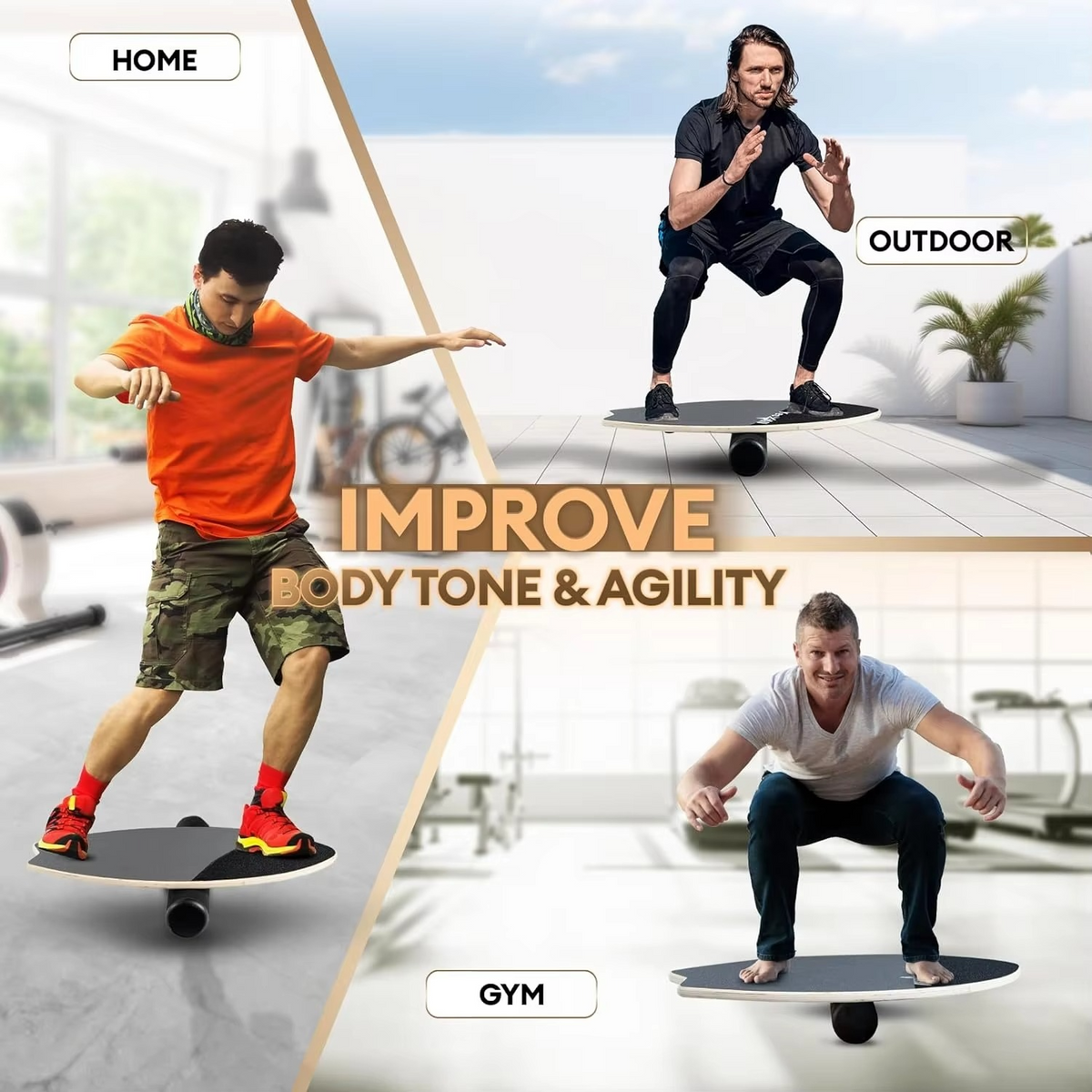 Balance Training Board with Roller and Balance Ball, 9 Adjustable Difficulty Modes