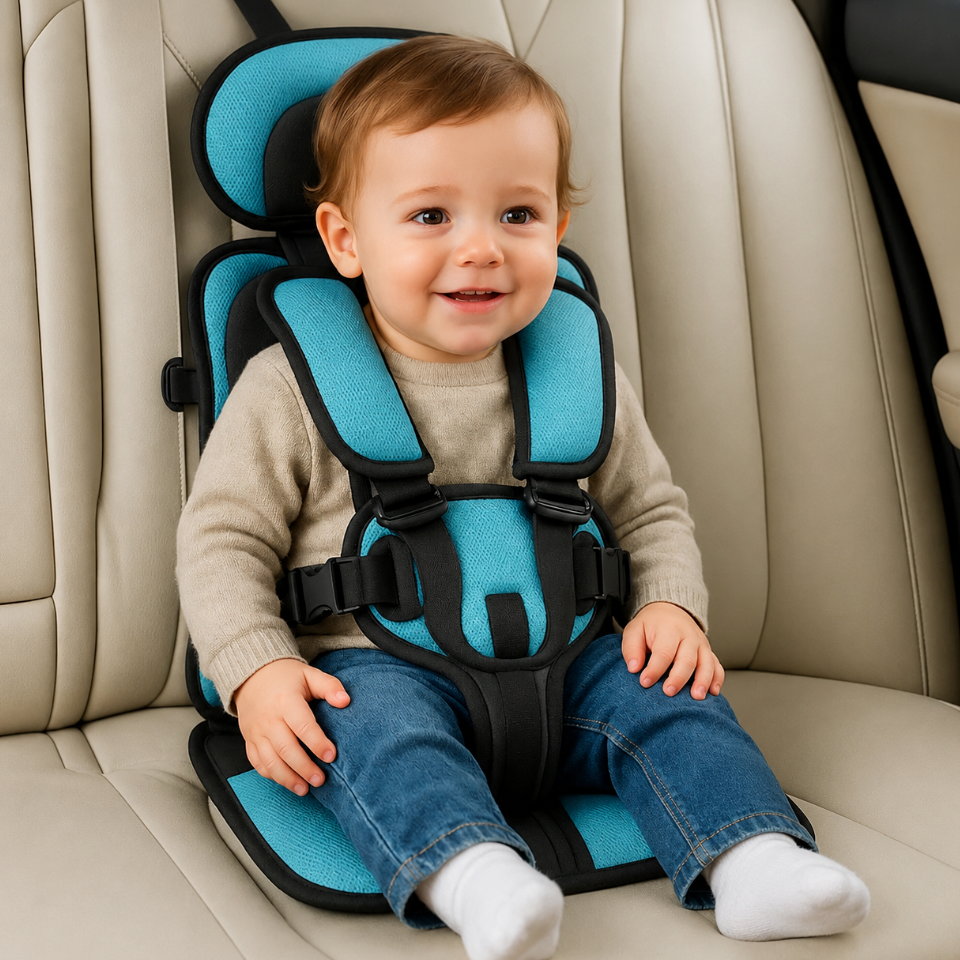 Portable Child Travel Seat with Five Point Harness and Head Support, Foldable