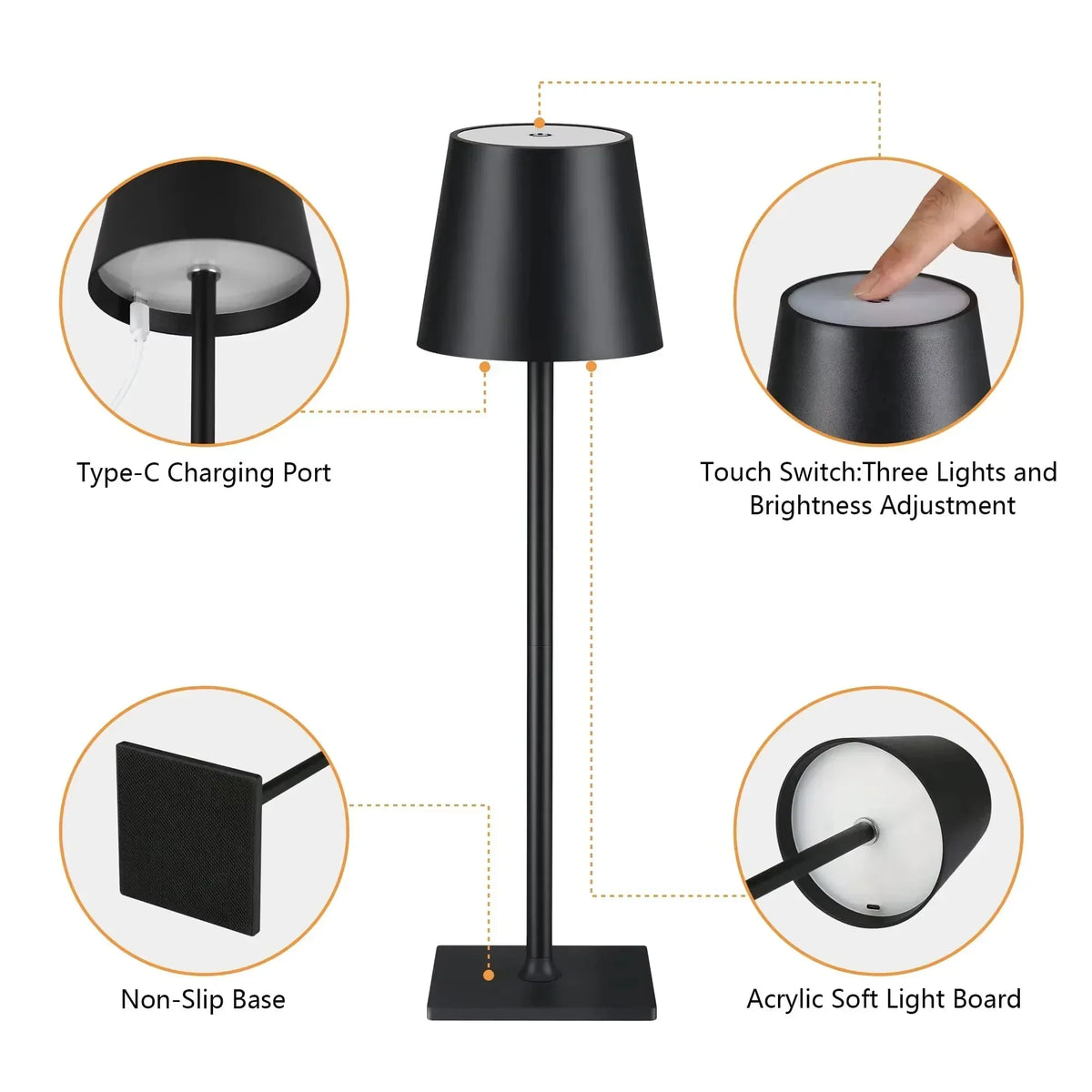 Touch Control LED Desk Lamp with Flexible Neck and 3 Brightness Levels