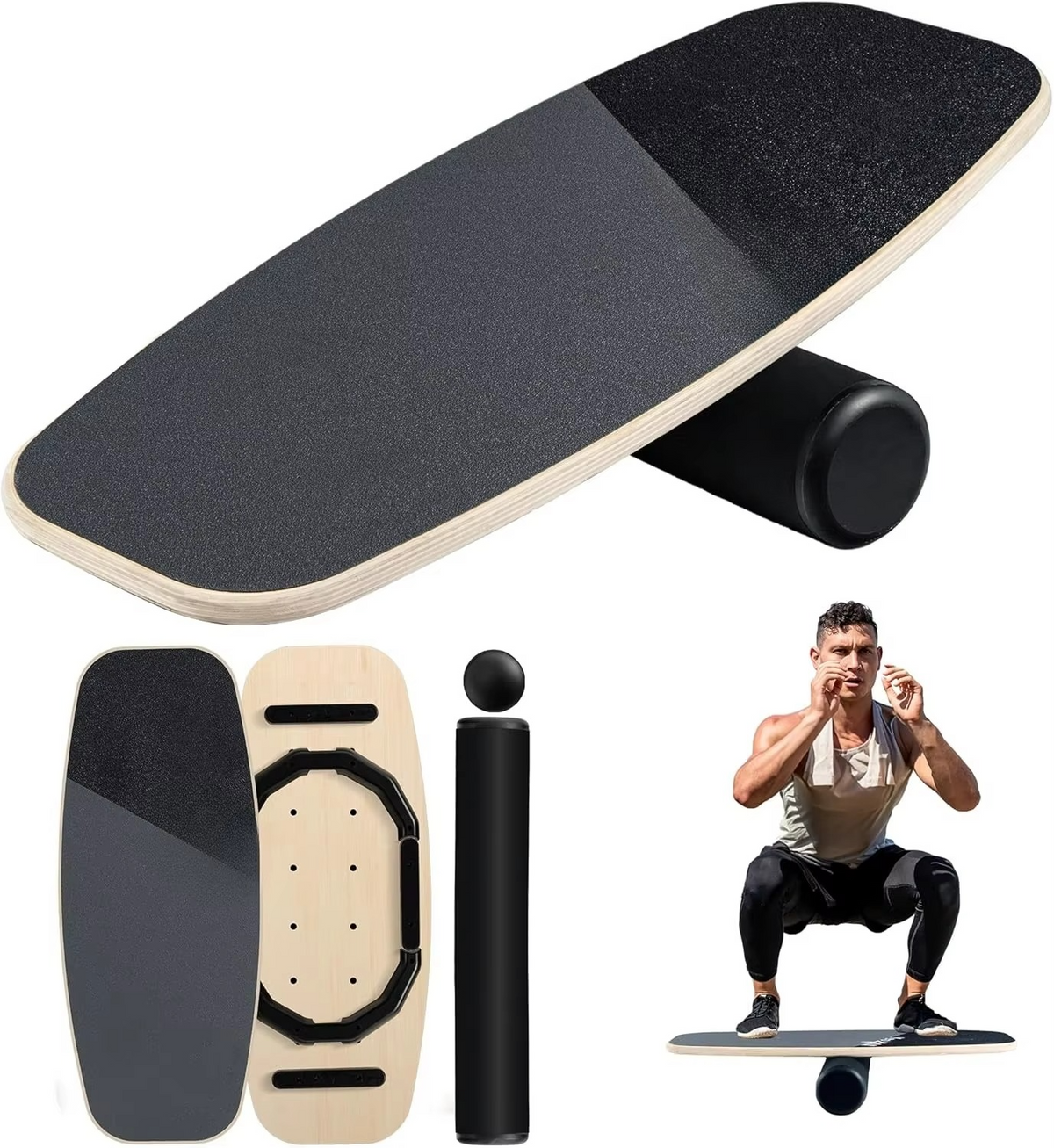 Balance Training Board with Roller and Balance Ball, 9 Adjustable Difficulty Modes