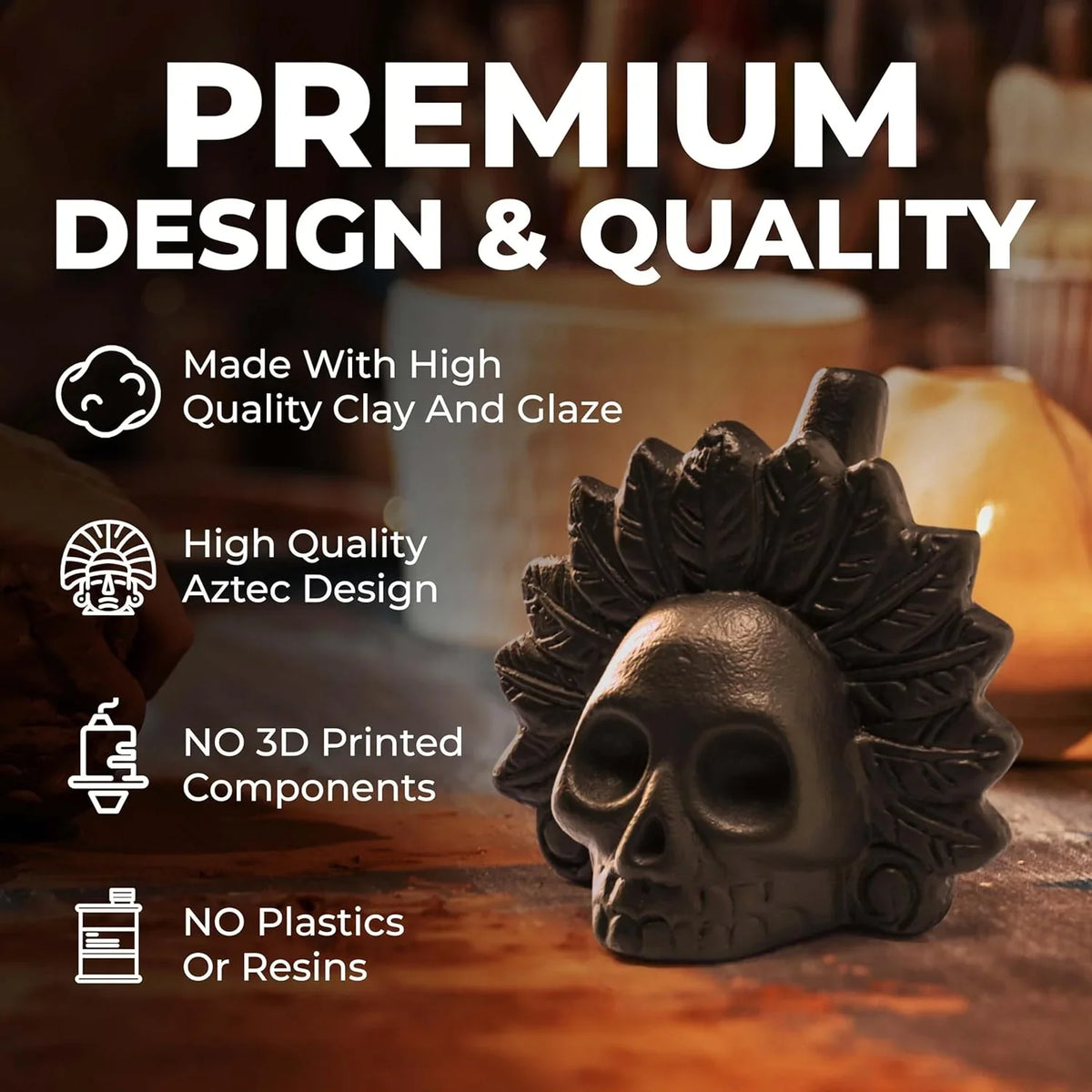 Ceramic Skull Whistle with Dual Chamber Sound System, 126.3dB Output