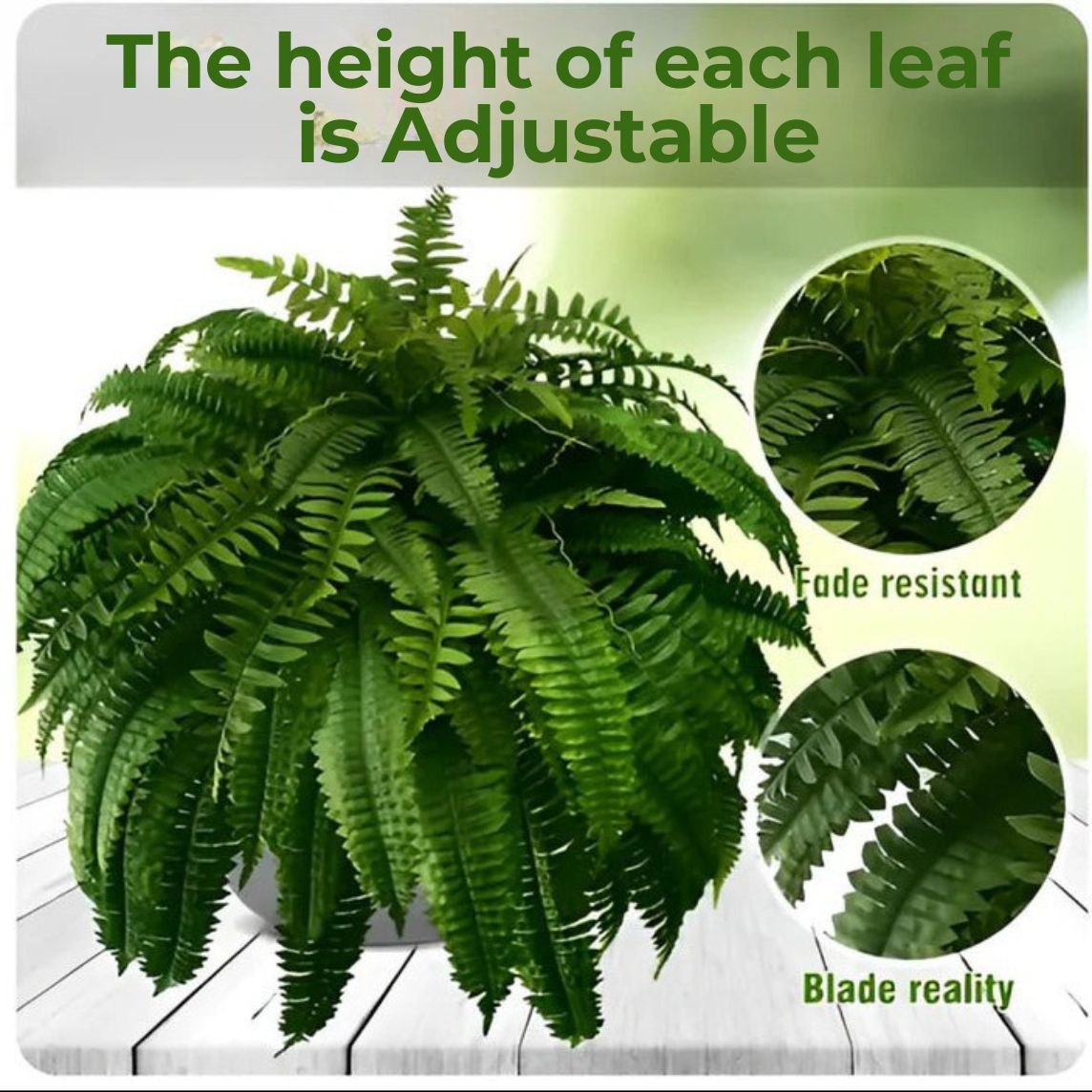 Artificial Boston Fern with 18 Stems and UV Resistant Polyethylene, 27.5in Spread