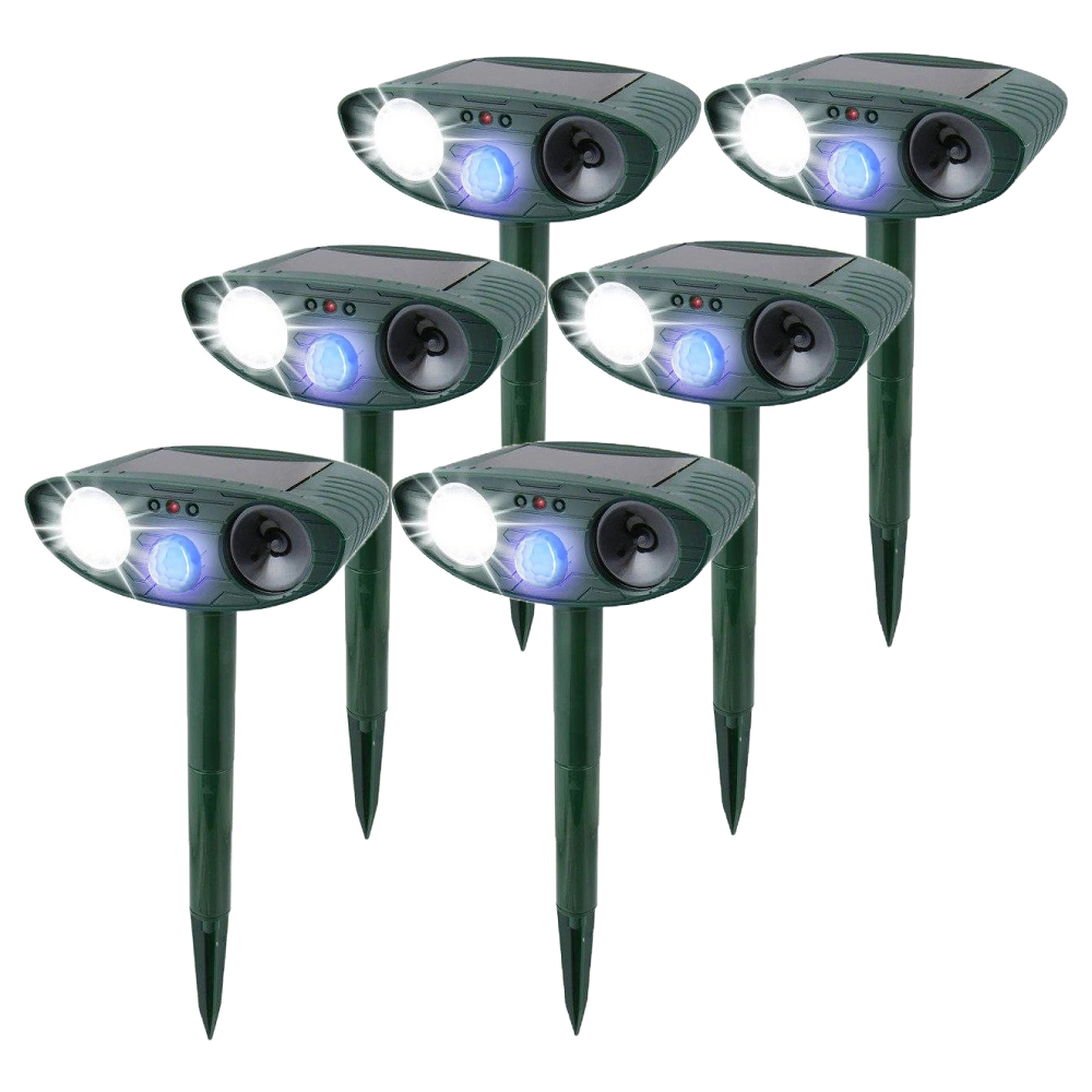 Solar Powered Ultrasonic Rabbit Repeller with Motion Sensor and Flashing Light, 30ft Range