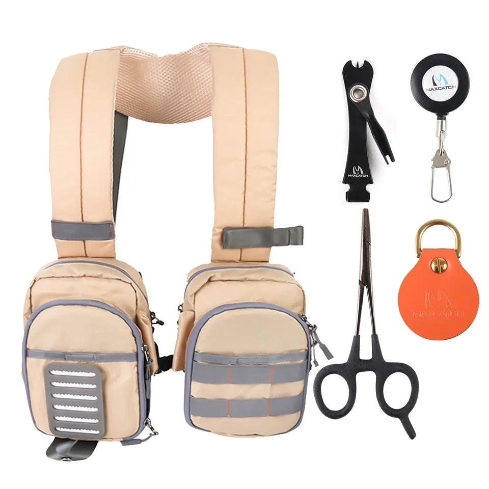 Fishing Tackle Chest Bag with Tool Loops and Mesh Pockets