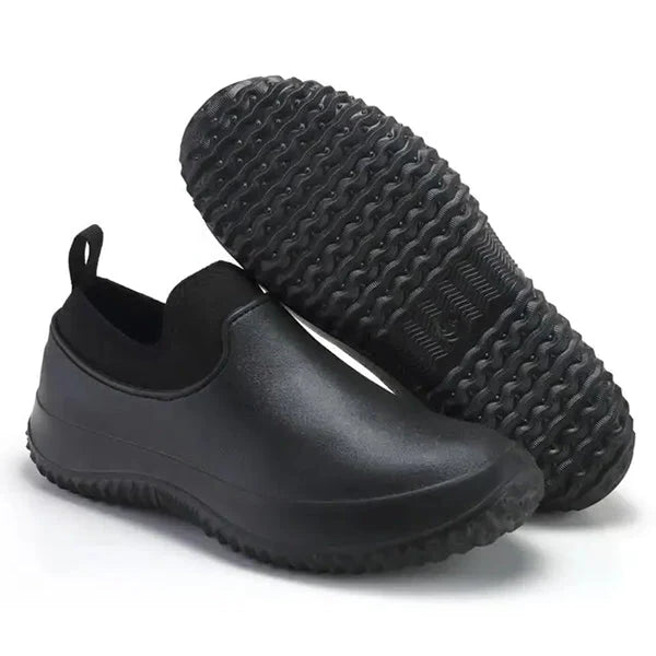 Slip-On Work Shoes with Water-Resistant Construction and Non-Slip Tread