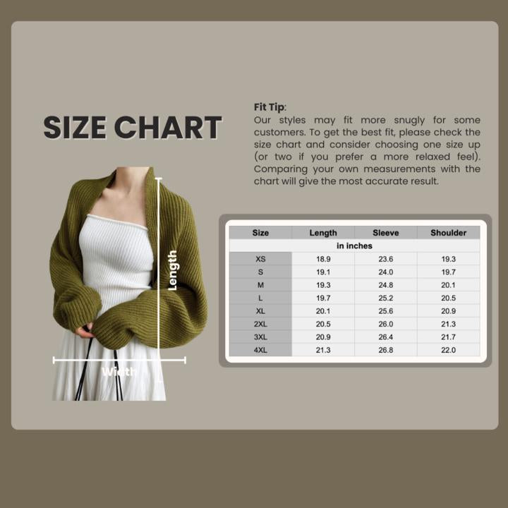 Open Front Knit Shrug with Long Sleeve Coverage and Shift Fit
