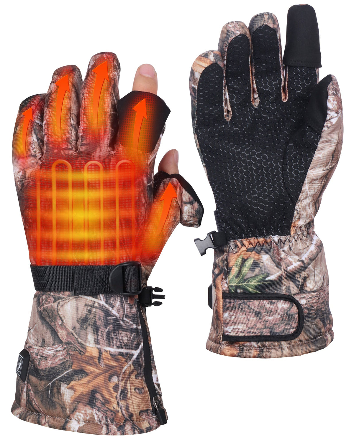 Heated Vest and Glove Set with Eight Carbon Fiber Zones and Flip Fingertips