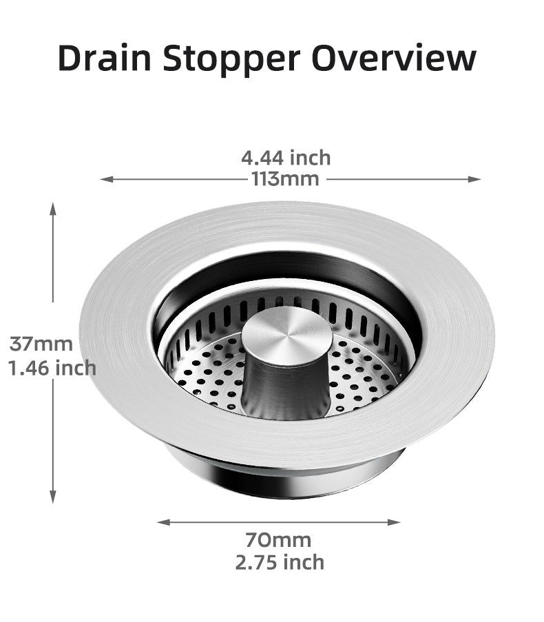 Pop Up Kitchen Sink Drain Strainer with Stainless Steel Basket Filter
