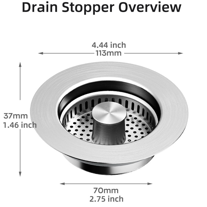 Pop Up Kitchen Sink Drain Strainer with Stainless Steel Basket Filter