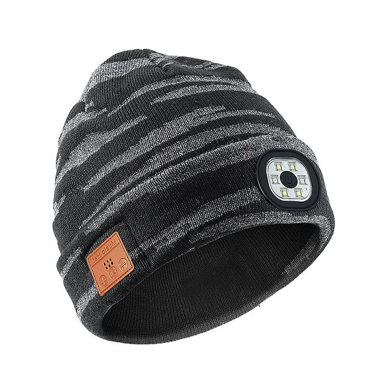 Wireless LED Beanie with Built-in Speakers and Detachable Light Module
