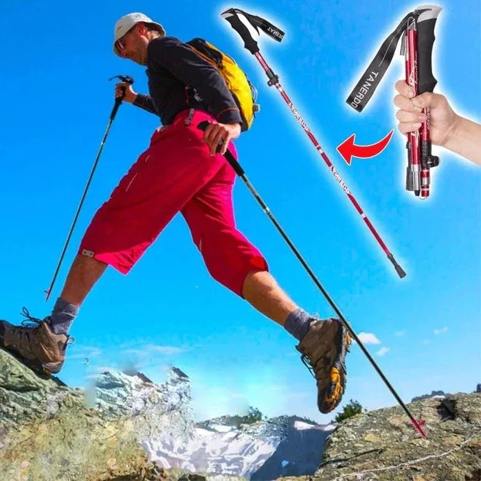 Telescoping Trekking Poles with Twist Lock Adjustment and Aluminium Frame