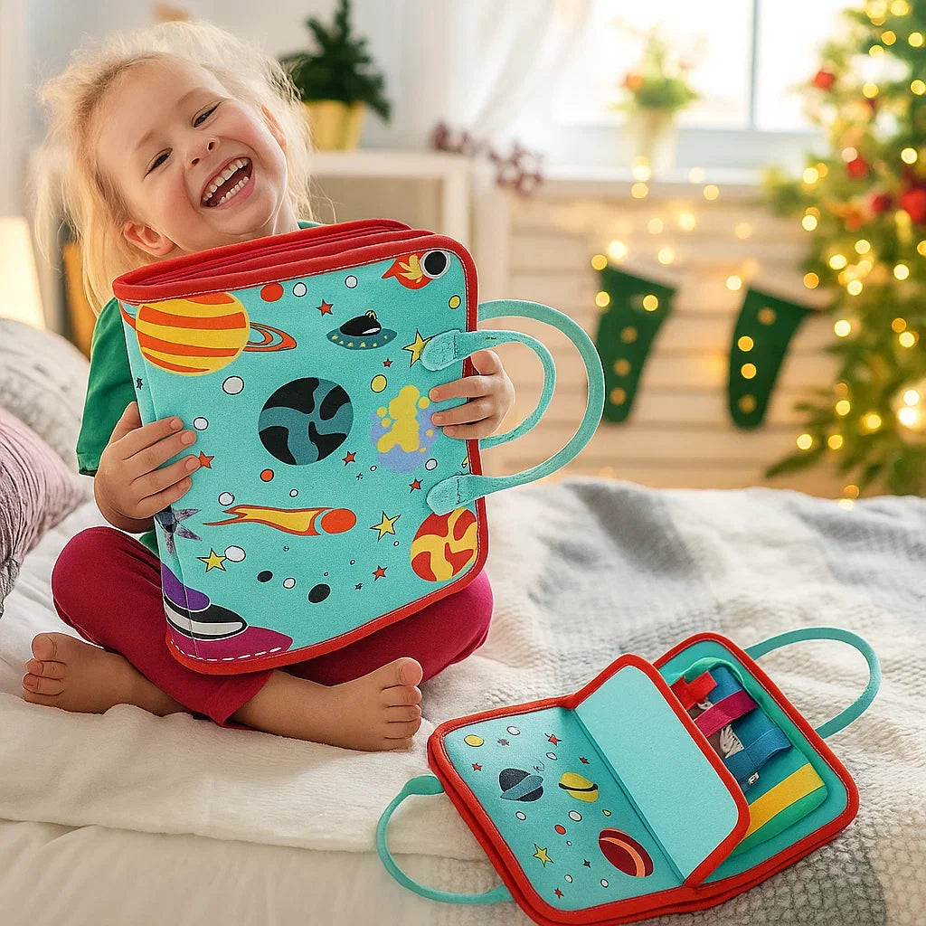 Toddler Activity Book with Zippers and Buttons for Letters and Numbers Learning
