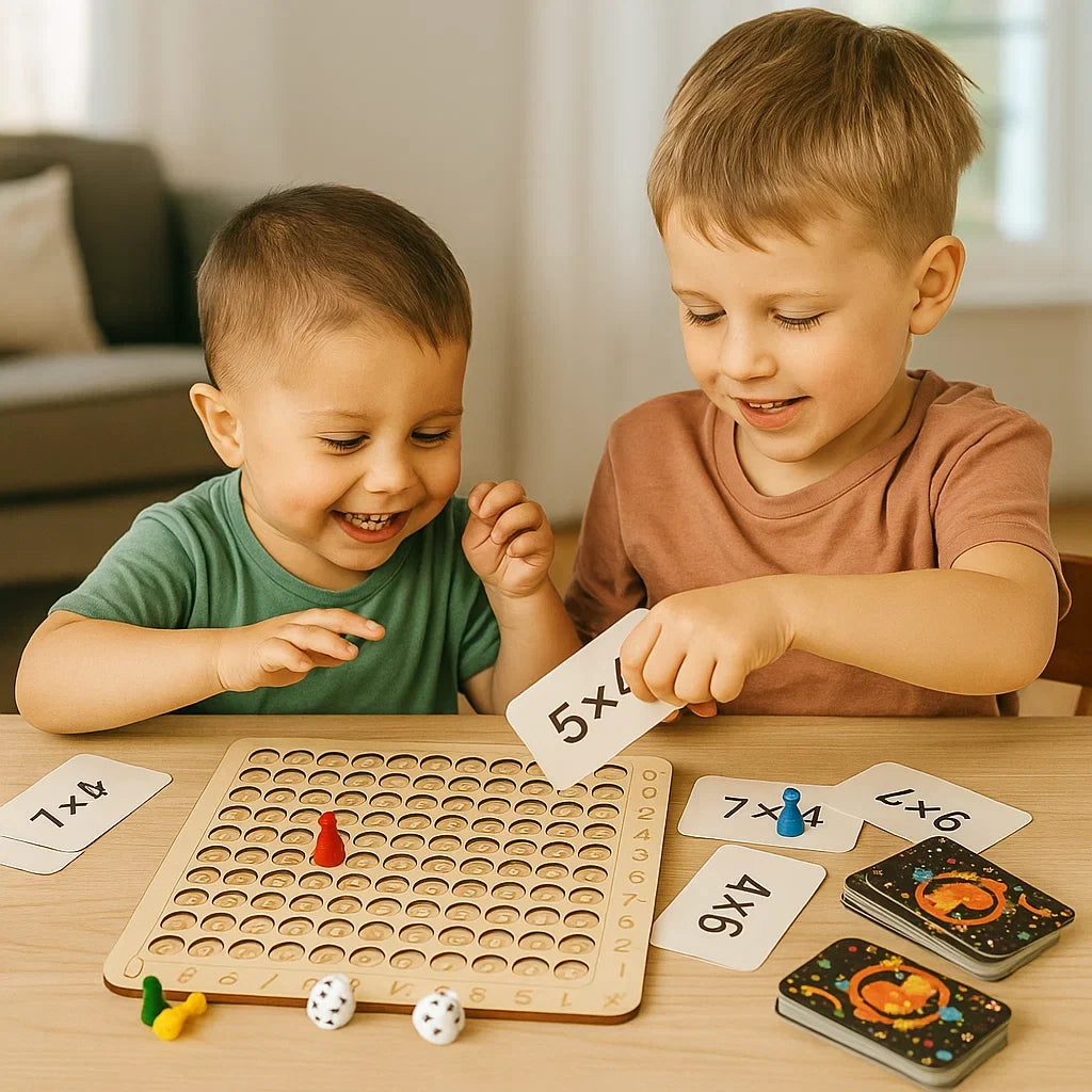 Wooden Number Learning Board for Counting, Addition and Multiplication