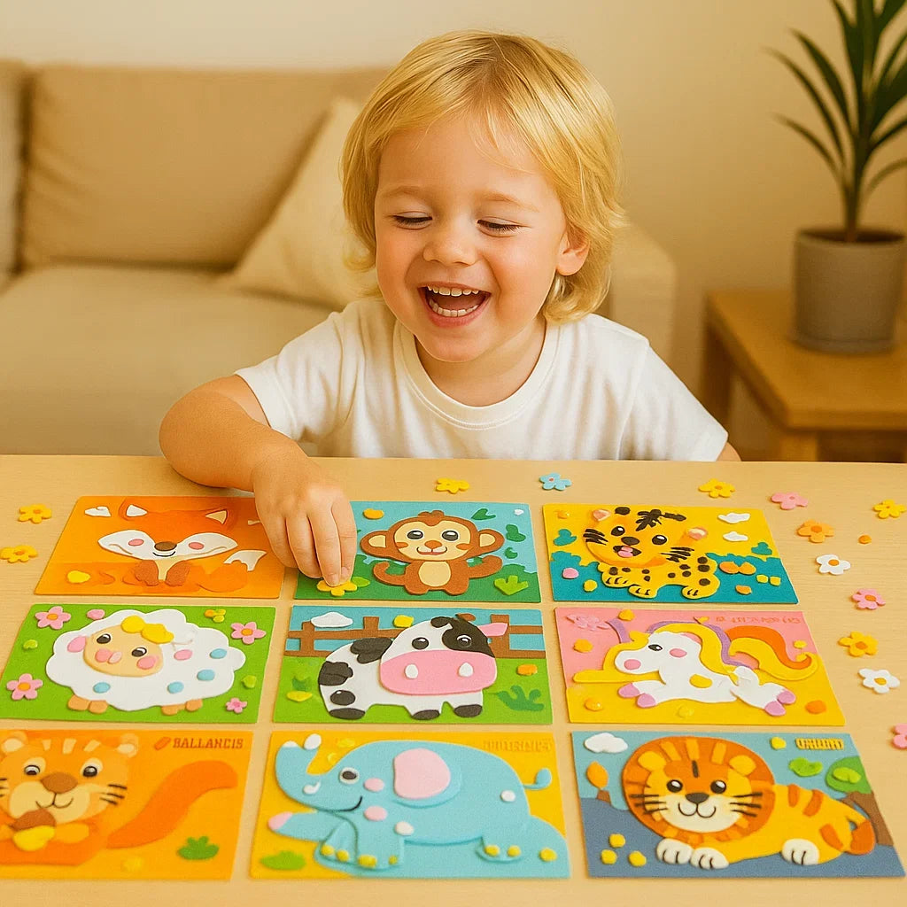 Numbered Sticker Matching Activity Set with Animal and Vehicle Designs
