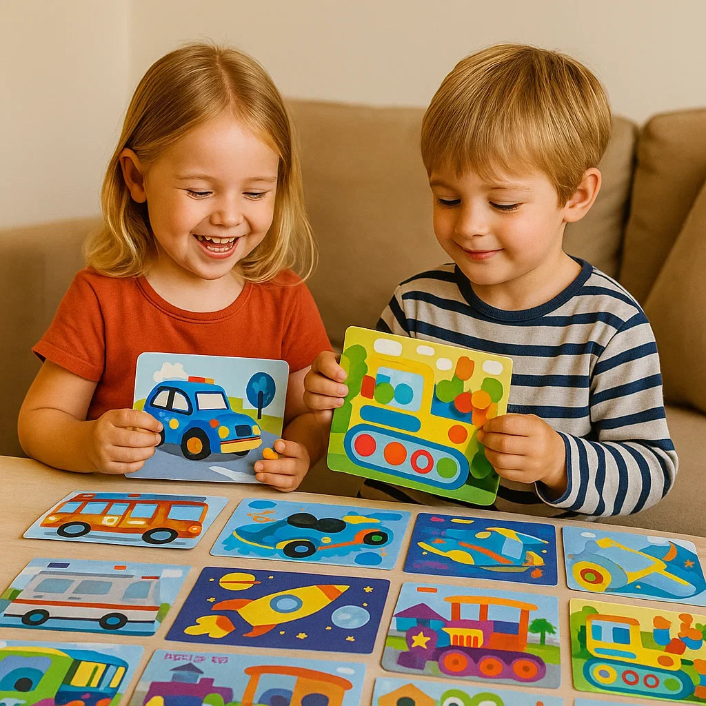 Numbered Sticker Matching Activity Set with Animal and Vehicle Designs