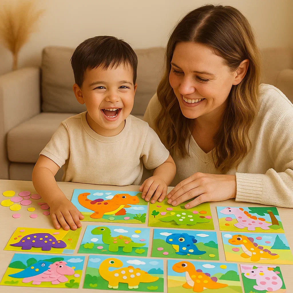 Numbered Sticker Matching Activity Set with Animal and Vehicle Designs