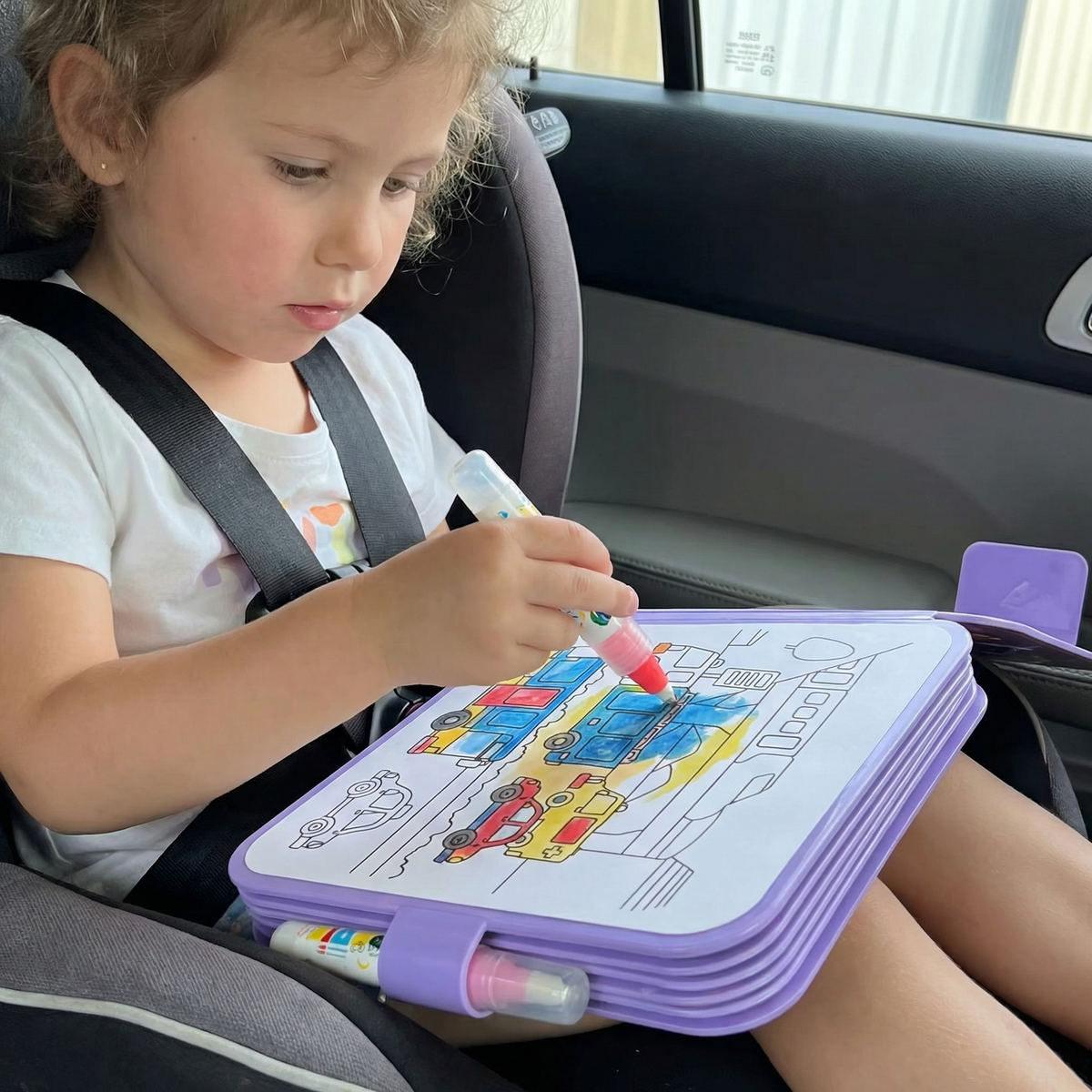 Reusable Magic Water Drawing Book with Water Pen for Mess Free Coloring in Four Styles