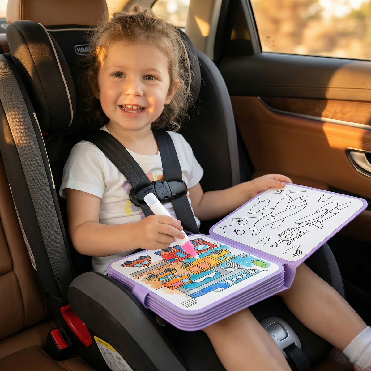 Reusable Magic Water Drawing Book with Water Pen for Mess Free Coloring in Four Styles