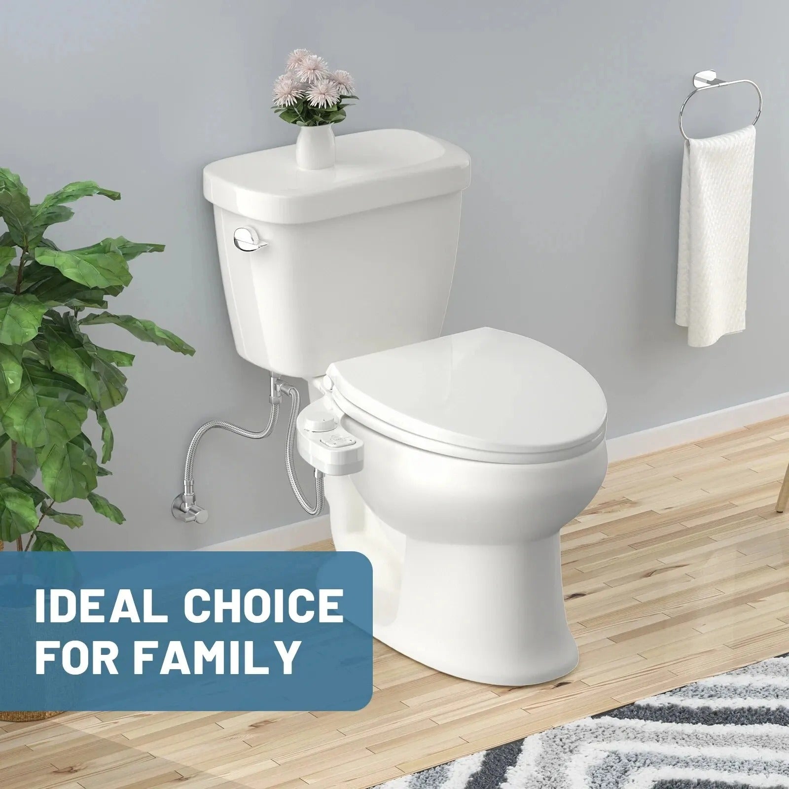Dual Nozzle Bidet Attachment with Adjustable Pressure and Self-Cleaning System