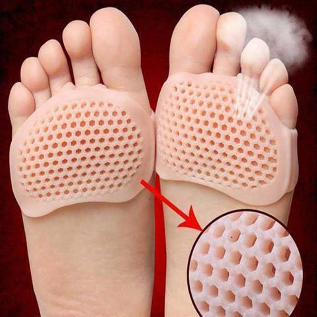 Gel Metatarsal Pads with Ventilated Construction and Adhesive Backing, Set of 2