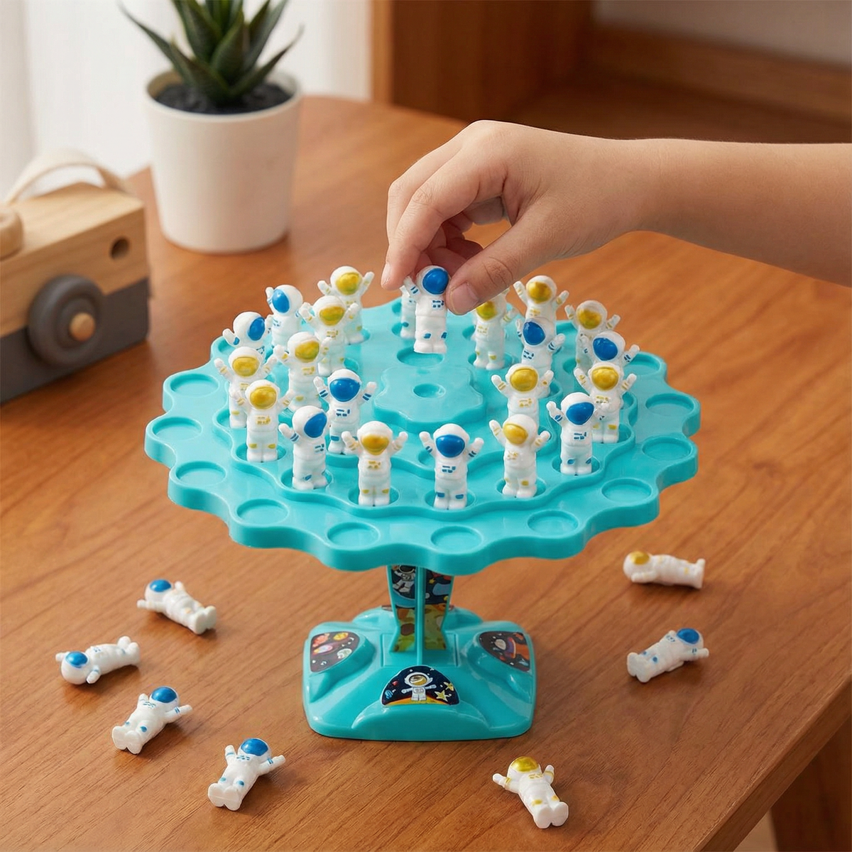 Space Themed Stacking Game with Spinner and Dice for Balance Training
