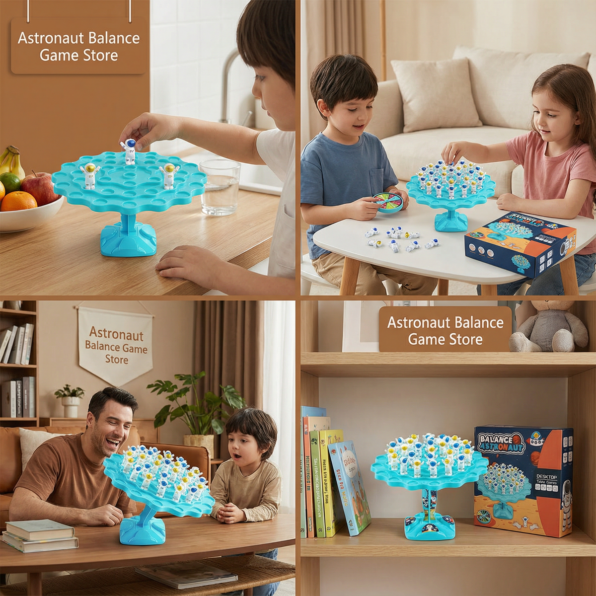 Space Themed Stacking Game with Spinner and Dice for Balance Training