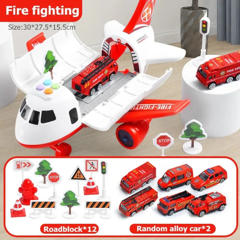 XL Friction Powered Airplane with Interactive Sound Buttons and Cargo Storage, 20 Piece Set
