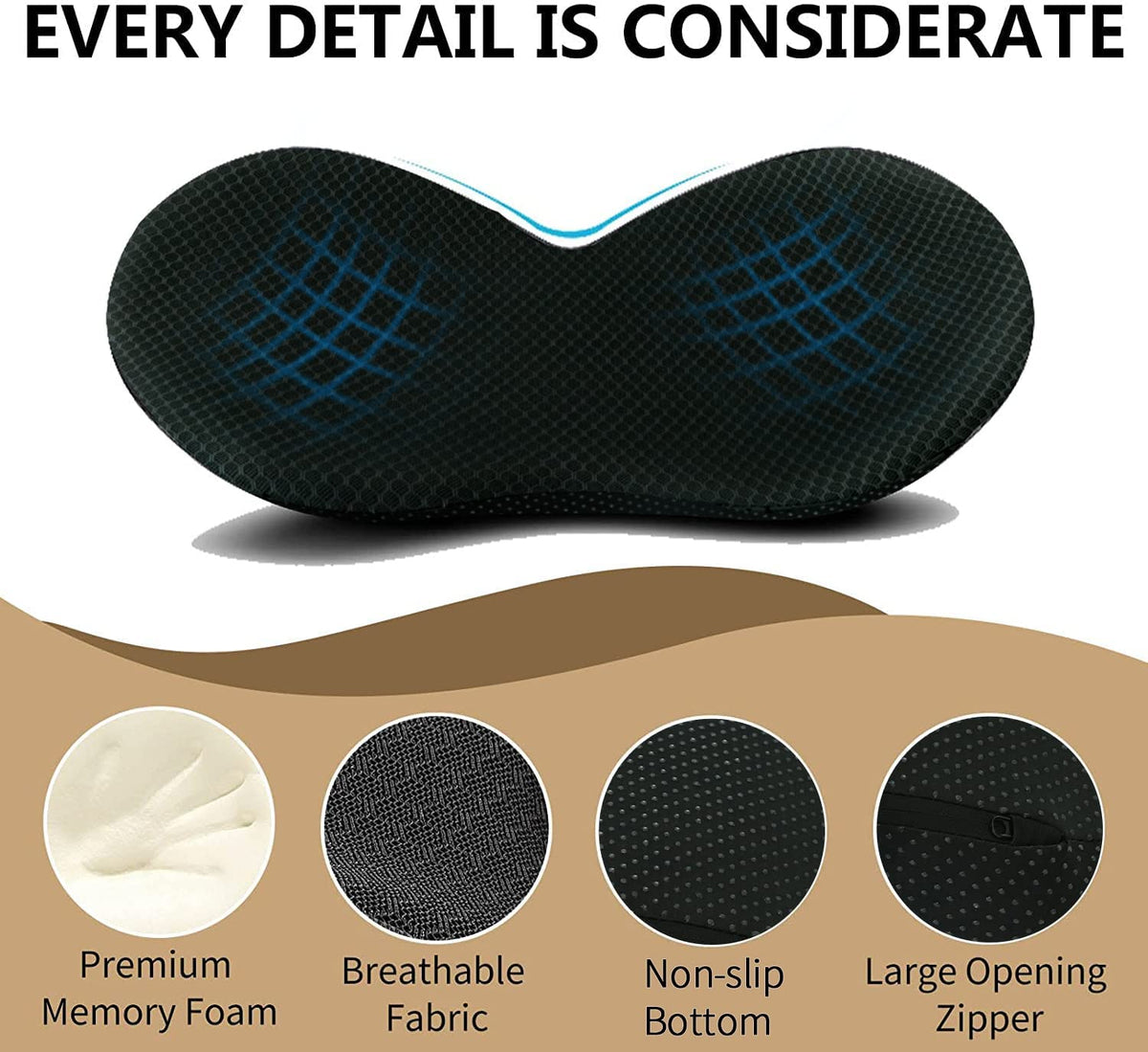 Seat Cushion with Memory Foam and 3.5 Inch Lift Height, Breathable Cover