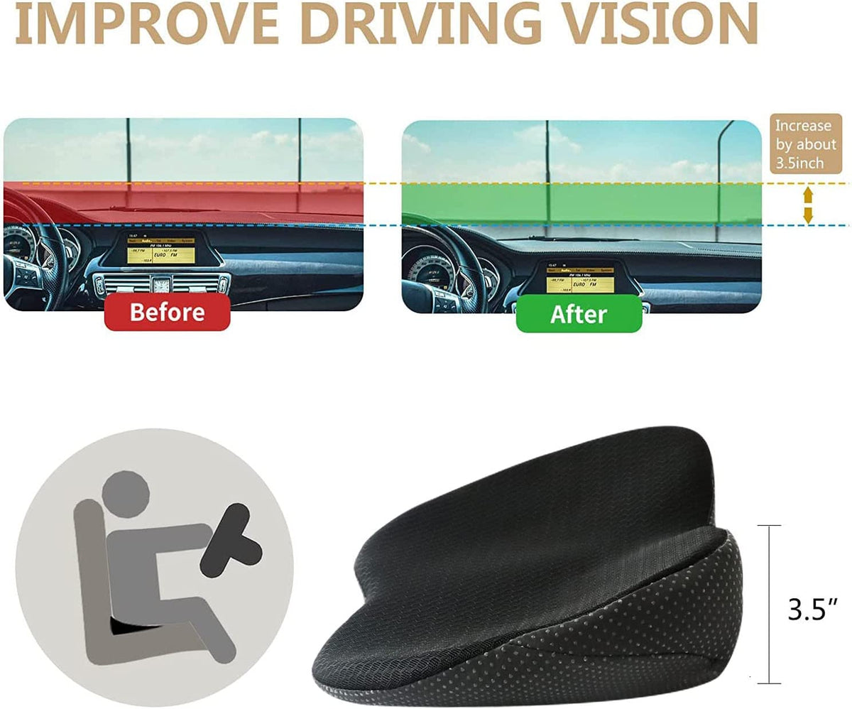 Seat Cushion with Memory Foam and 3.5 Inch Lift Height, Breathable Cover