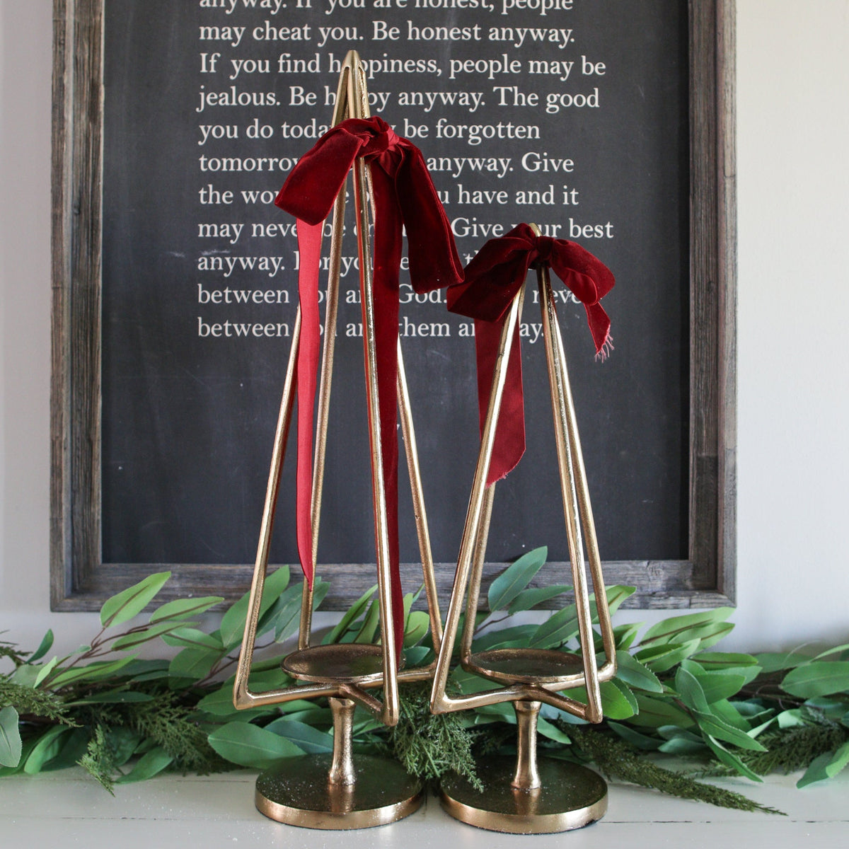 20" Gold Tree Pillar Holder - Interior Delights