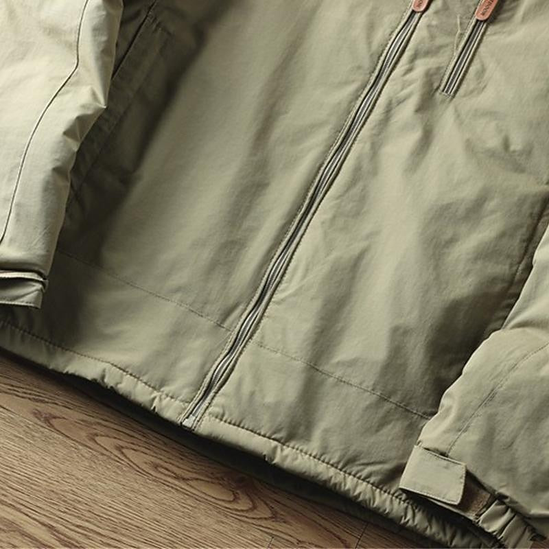 Full Zip Hooded Jacket with Insulated Lining and Adjustable Drawstring, Weather Resistant