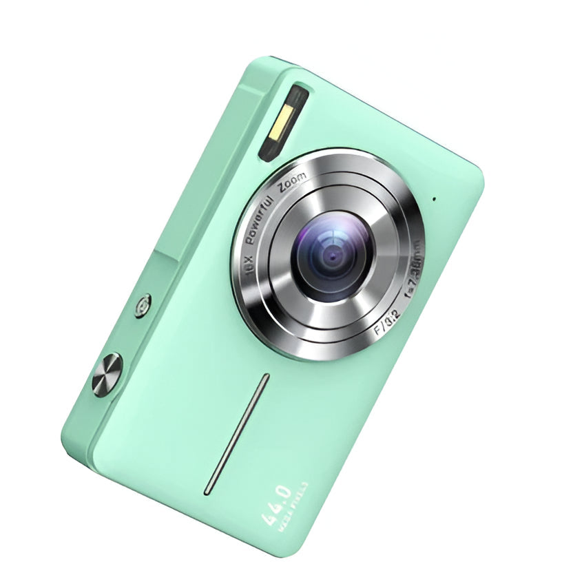 Retro Style Compact Digital Camera with 1080p Video, Built In Screen and One Button Capture in Three Colors