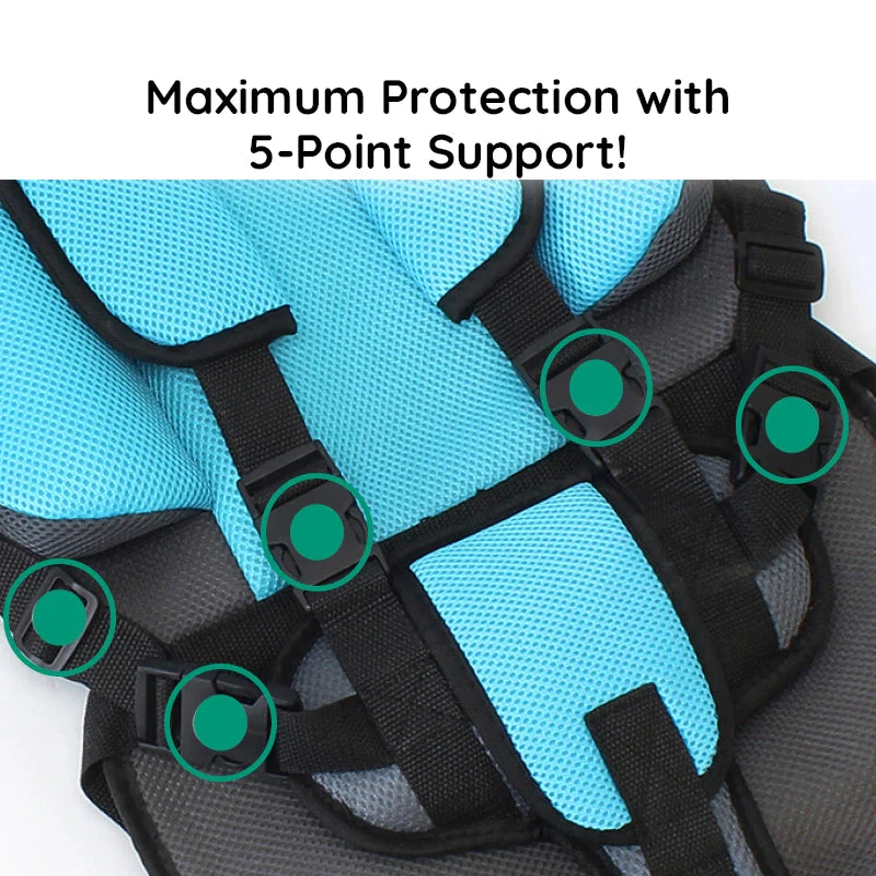 Child Car Seat Cushion with Five Point Harness and Foam Padding