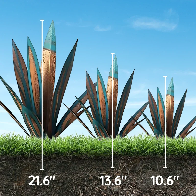 Large Metal Agave Plant Sculpture for Patios and Gardens in Seven Weather Resistant Colors