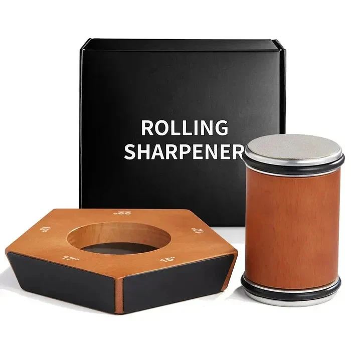 Rolling Knife Sharpener Kit with Diamond Coated Disc, Angle Guide, and Anti Slip Base