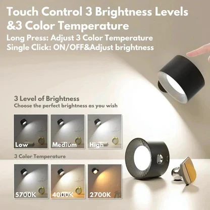 Adjustable Wall Mount Light with Touch Control and Three Color Temperatures