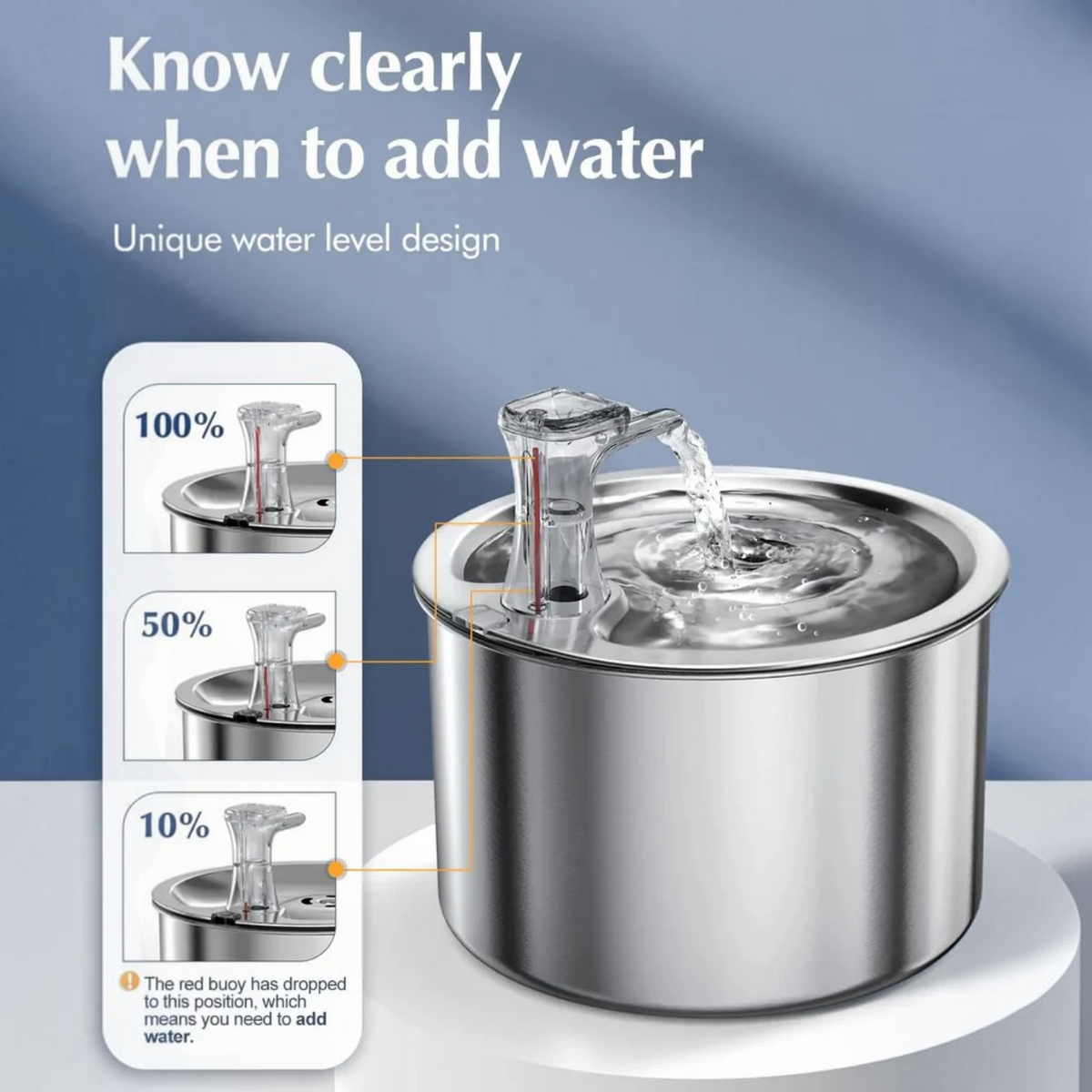 Stainless Steel Cat Water Fountain with Motion Sensor and Four Layer Filter