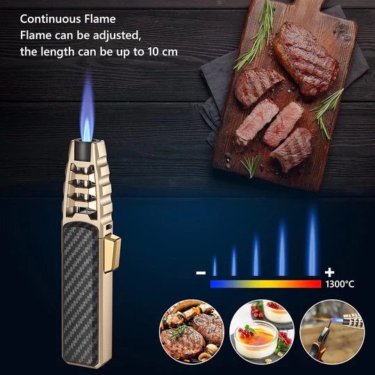 Butane Torch with Adjustable Flame Control and Windproof Blue Flame