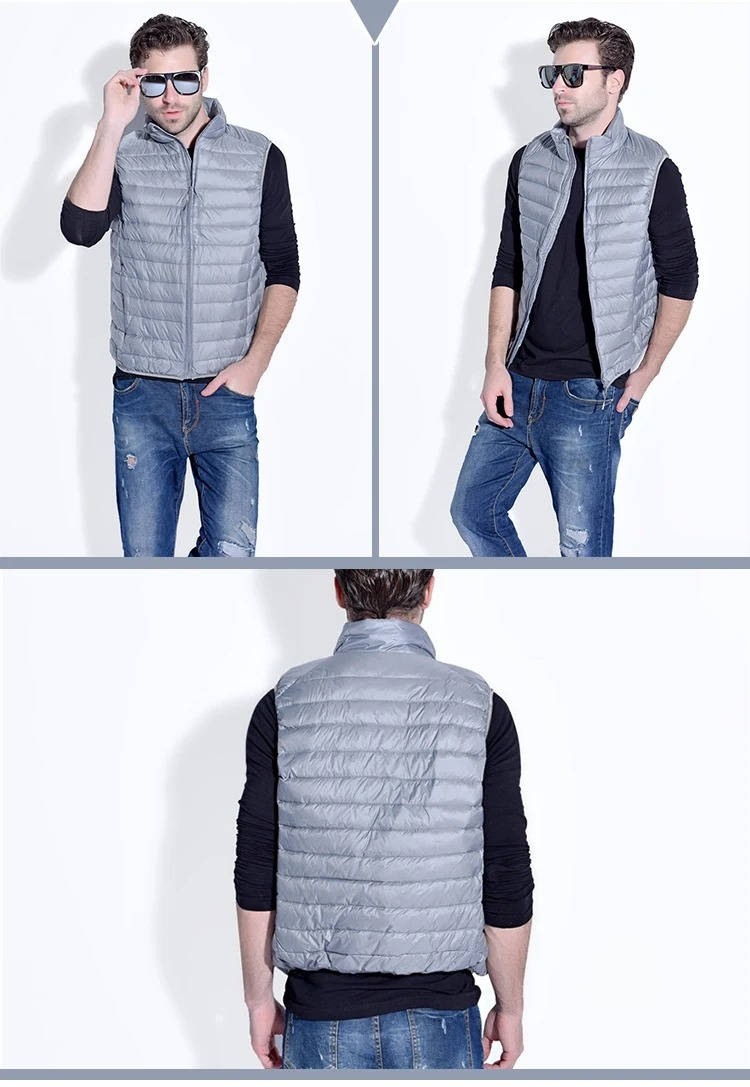 Packable Down Vest with Water Resistant Shell and Stand Collar, Machine Washable